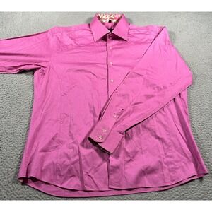 Stone Rose Dress Shirt Mens 7 Pink Long Sleeve Button Up Flip Cuff Casual Preppy